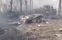 Zniszczona kolumna wojsk czeczeńskich na północ od Kijowa