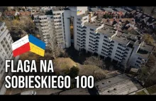 Flaga Polski i Ukrainy na SOBIESKIEGO 100