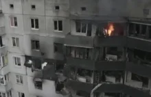 Nagranie z drona z Borodianki w obwodzie kijowskim po kilku dniach ostrzału