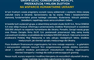 Cenega, grupa Qloc i muve.pl przekazują milion złotych dla Ukrainy