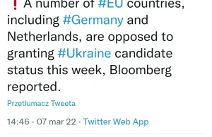 Niemcy i Holandia przeciwko nadaniu statusu kandydata do UE Ukrainie.