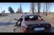 Ukraine, russian bastards destroyed civilian car with people inside...