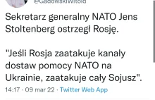 Jeśli Rosja zaatakuje kanały pomocy na Ukrainie to zaatakuje cały sojusz NATO