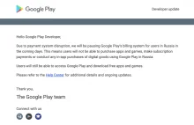Google Play wstrzymuje płatności w Rosji