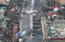 Kolumna rosyjskich czołgów r*******a pod Kijowem.