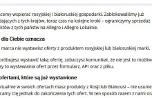 Allegro blokuje sprzedaż produktów pochodzących z Rosji oraz Białorusi