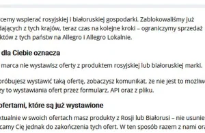 Allegro blokuje sprzedaż produktów pochodzących z Rosji oraz Białorusi