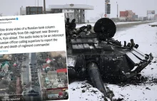 Ukraińcy strzelają do ruskiej kolumny czołgów jak do kaczek