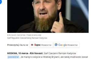 Wielka smuta Kadyrowa: Wielka Brytania zniszczyła mu marzenie xD