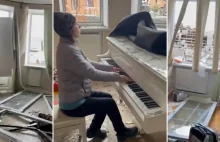 Ukrainka gra na fortepianie w zbombardowanym domu. Wzruszające nagranie [WIDEO]
