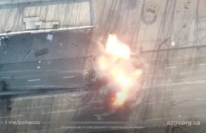 Zniszczenie rosyjskiego czołgu. Prawdopodobnie Mariupol.