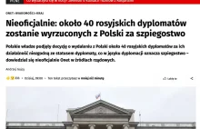 Około 40 rosyjskich dyplomatów zostanie wyrzuconych z Polski za szpiegostwo