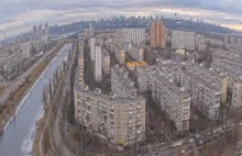 Kamera na oblężony Kijów, Ukraina - Widok na sztuczną wyspę - Rusaniwka
