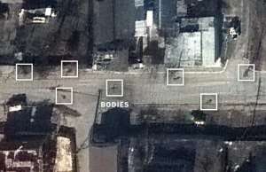 Zdjęcia satelitarne leżących ciał w Buczy