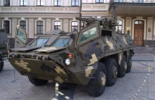 Ukraiński BTR-4 rozwala 2 kacapskie czołgi