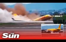 film pokazujący awaryjne lądowanie Boeinga 757 DHL