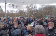Niemieckie media: prorosyjska demonstracja obrzucona końskim łajnem