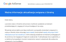 Google AdSense - aktualizacja związana z Ukrainą