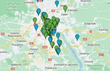 Stale aktualizowana mapa z wegańską i wegetariańską gastronomią - Warszawa.