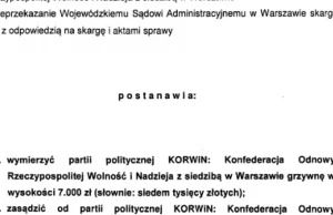 7 000 zł grzywny dla partii KORWiN.