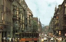 Gliwice 50 lat temu. Ulica Zwycięstwa a na niej tramwaje oraz... sierp i młot