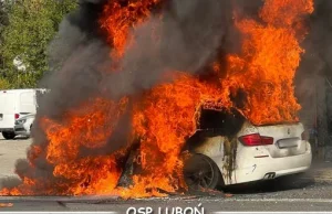 Luboń: Auto spłonęło doszczętnie [zdjęcia