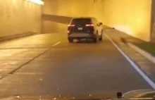 Zapadnięty pas jezdni w tunelu