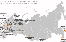 Mapka z wszystkimi pożarami i wybuchami w ważnych miejscach Rosji