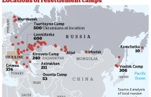 Rozmieszczenie obozów internowania Ukraińców na terenie Rosji
