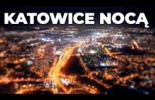 Tak wyglądają Katowice nocą z drona.