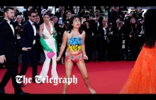 Półnaga protestująca szturmuje czerwony dywan w Cannes
