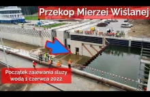 Przekop Mierzei Wiślanej. Początek zalewania śluzy wodą 1 czerwca 2022 - 4K