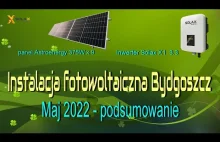 Podsumowanie produkcji prądu z fotowoltaiki, maj 2022, Bydgoszcz.