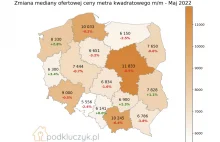 Korekta cen ofertowych mieszkań w Polsce w maju 2022
