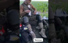 Ukrainian soldier makes slippers