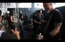 Metallica and walking to the stage.