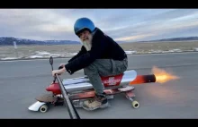 Crazy Rocket-man: Jet engine Skateboard.