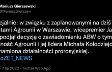 Radio Zet: Sasin zawiadamia ABW o tym, że działalność Agrounii jest prorosyjska