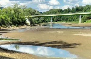 Susza na południu Polski. Koryto rzeki San prawie całkowicie wyschło.
