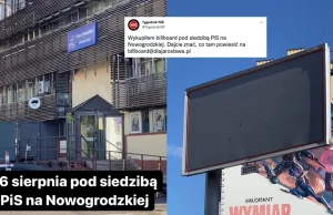 Michał Marszał z Tygodnika NIE wykupił billboard pod siedzibą PiS.