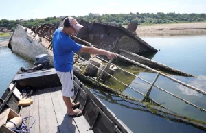 Serbia. Niski poziom wody w Dunaju odsłonił niemieckie okręty z wojny