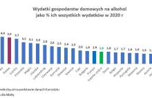 Jaki procent wydatków gospodarstw domowych stanowiły wydatki na alkohol?