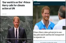 Hipokryzja księcia Harry'ego „świat jest w ogniu”