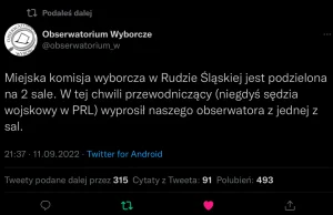 Wybory prezydenckie w Rudzie Śląskiej. Obserwator wyborczy wyproszony z sali