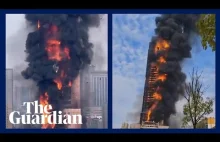 Ogromny pożar pochłania wieżowiec w Chinach