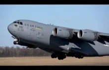 C-17 Globemaster i C-130 Hercules - lądowanie i start z lotniska Poznań-Ławica