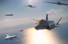 F-35 w jednej formacji z dronami, jak w filmie science fiction