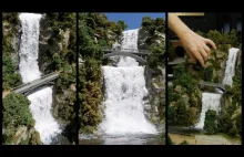 Ultra realistyczna diorama wodospadu.