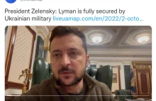 Prezydent Zełenski: Łyman jest w pełni zabezpieczony przez ukraińskie wojsko