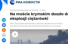 Rosyjskie media: Na moście krymskim doszło do eksplozji ciężarówki